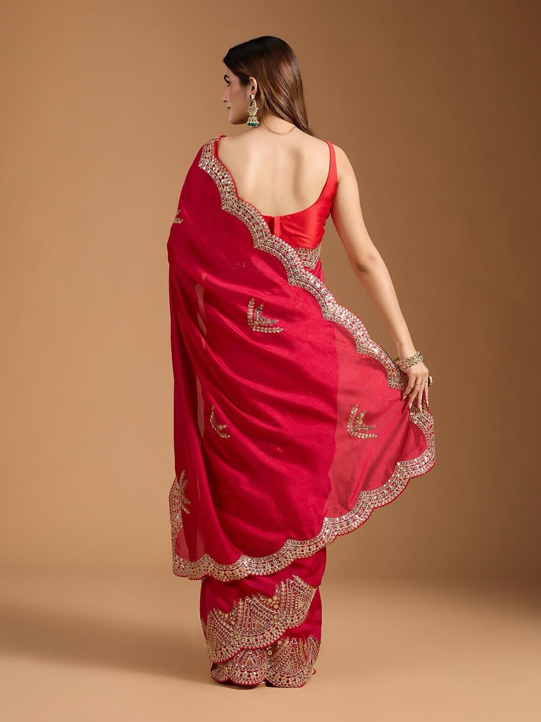 Designer wedding special saree with stitched blouse Ready To Wear Festival saree