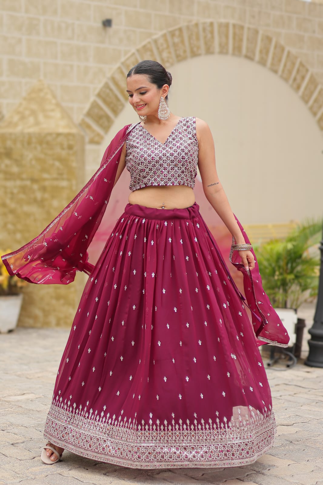 Multi Colour Wedding lehenga choli Readymade Full stitched Indian lehenga