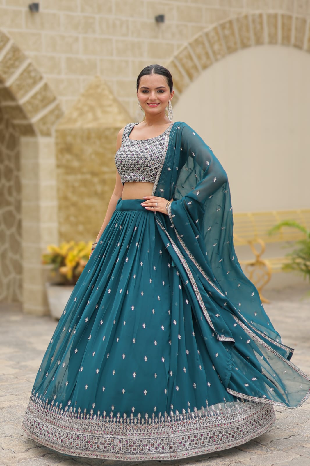 Multi Colour Wedding lehenga choli Readymade Full stitched Indian lehenga