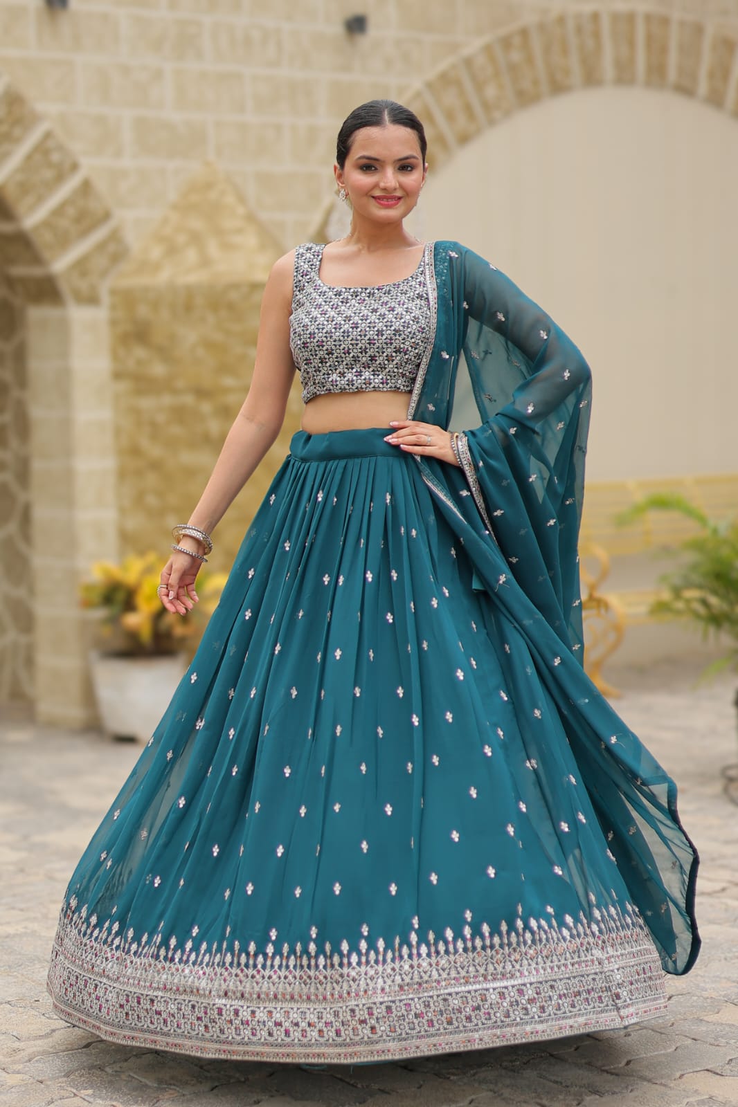 Multi Colour Wedding lehenga choli Readymade Full stitched Indian lehenga