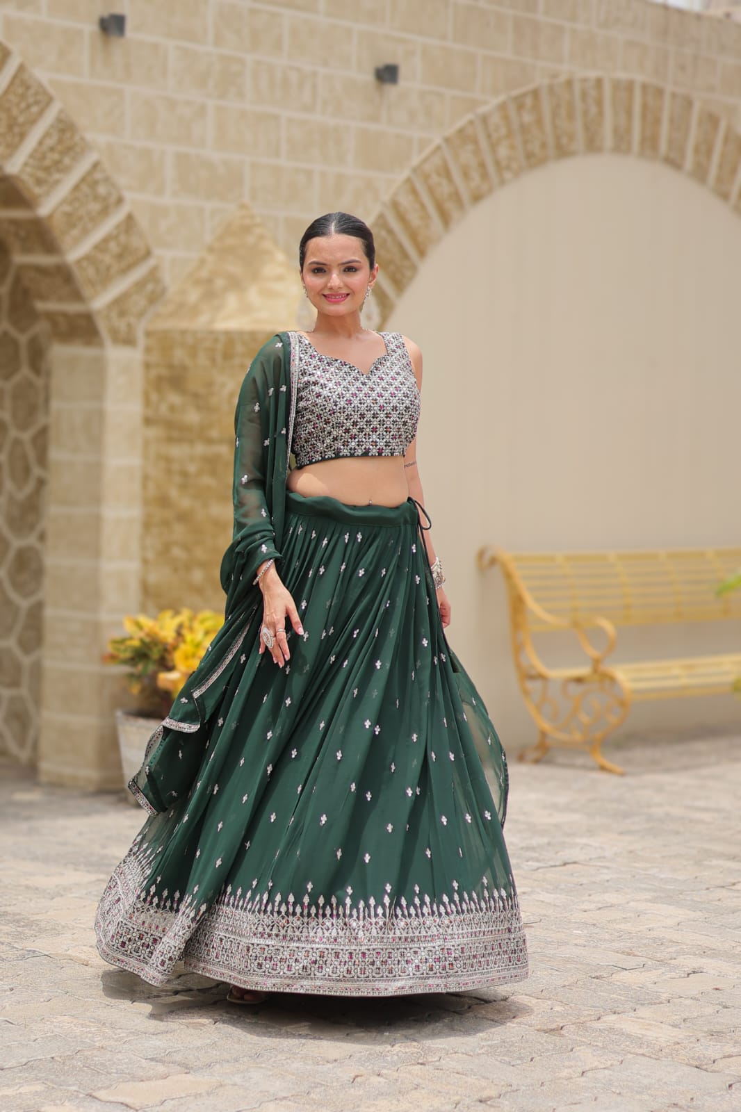 Multi Colour Wedding lehenga choli Readymade Full stitched Indian lehenga