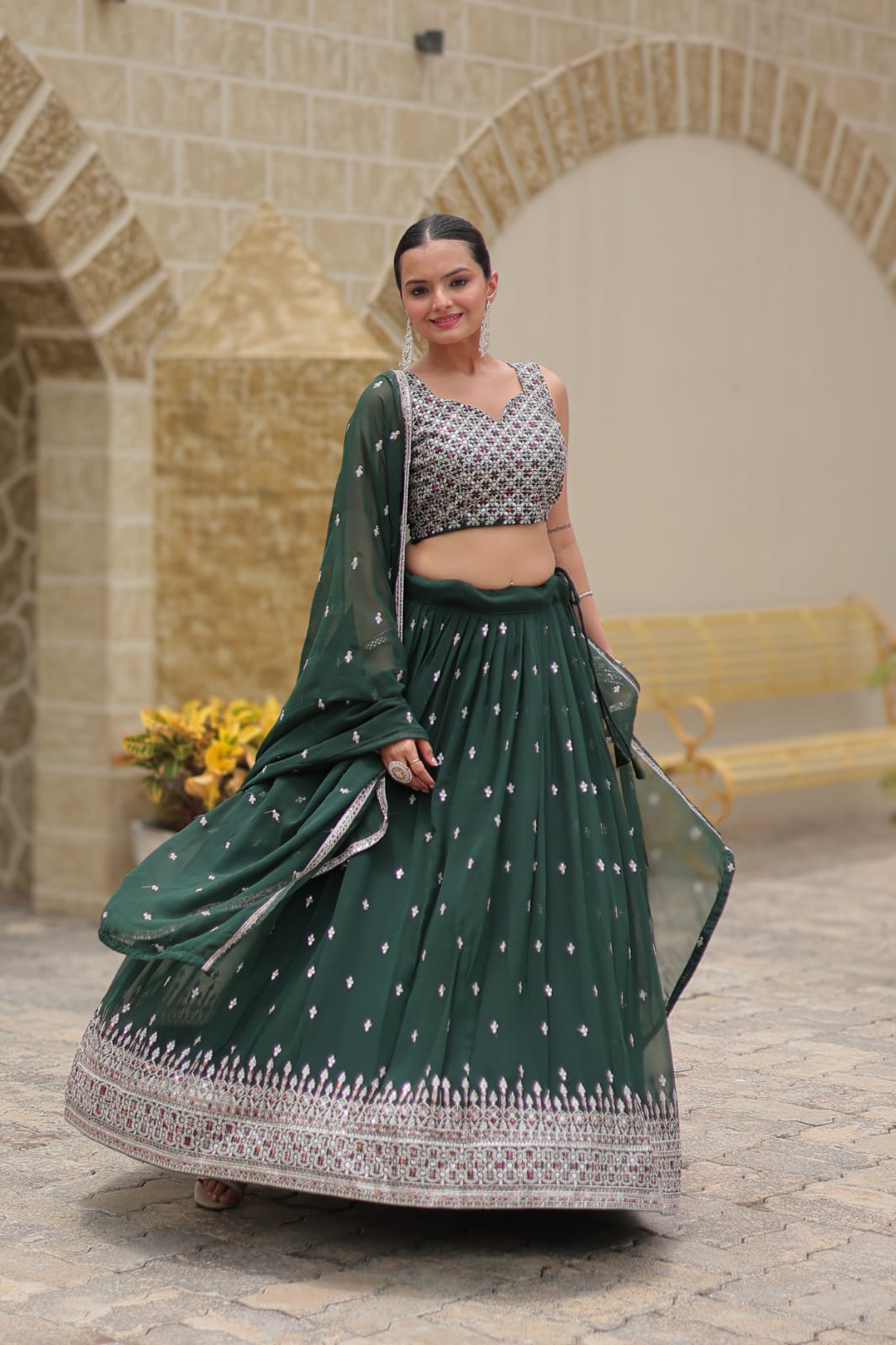 Multi Colour Wedding lehenga choli Readymade Full stitched Indian lehenga