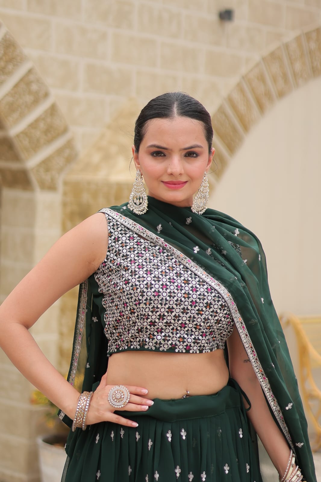 Multi Colour Wedding lehenga choli Readymade Full stitched Indian lehenga