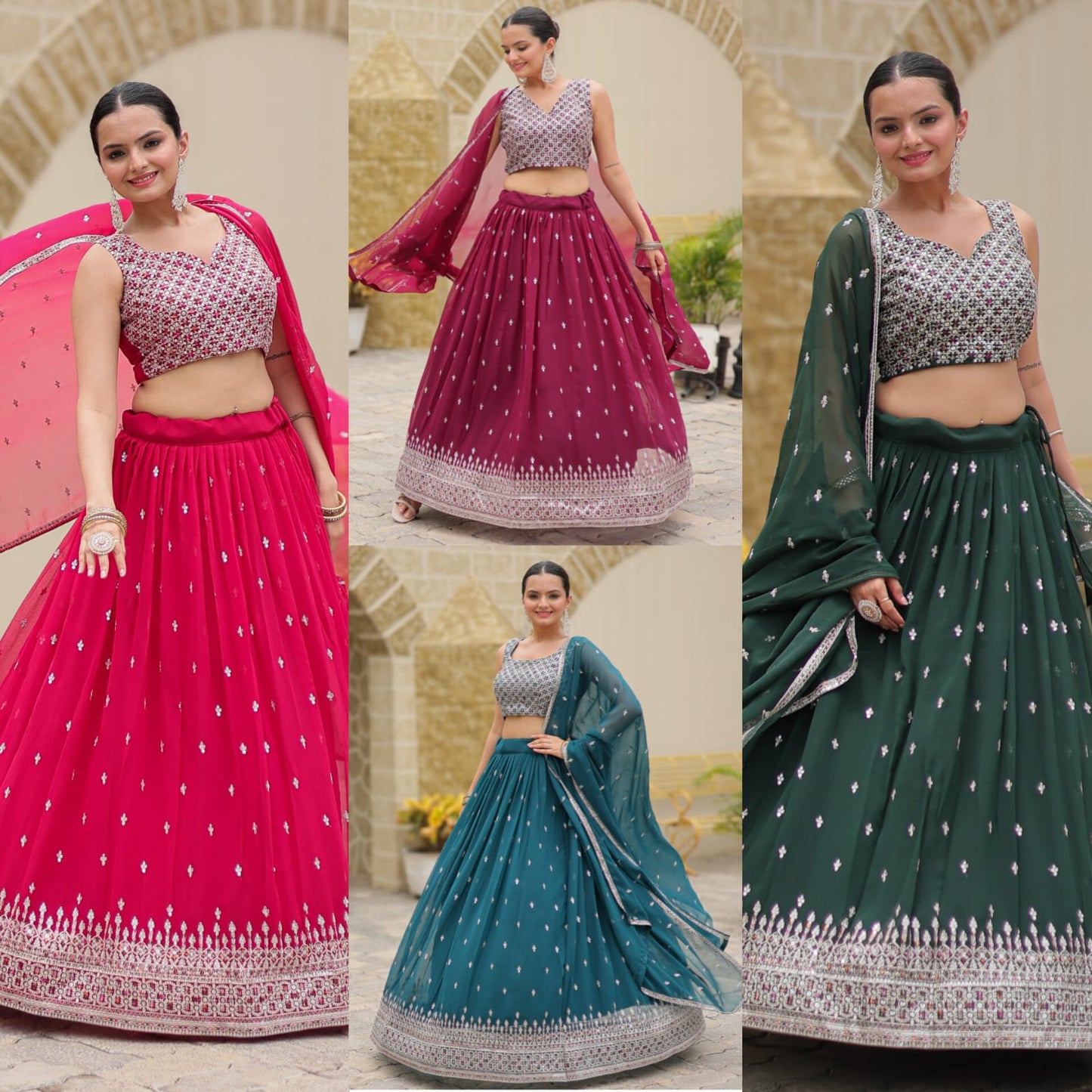 Multi Colour Wedding lehenga choli Readymade Full stitched Indian lehenga