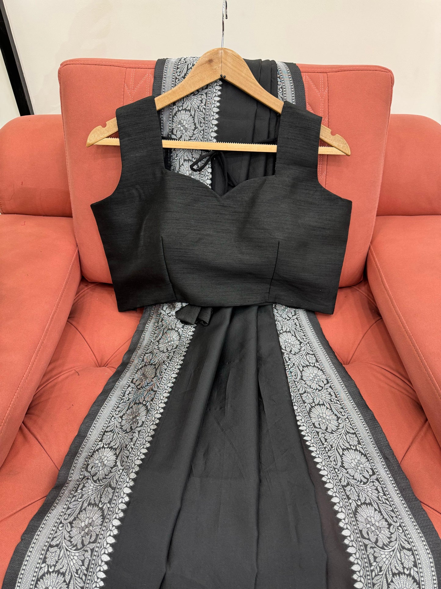 Silk Readymade Designer wedding saree with stitched blouse