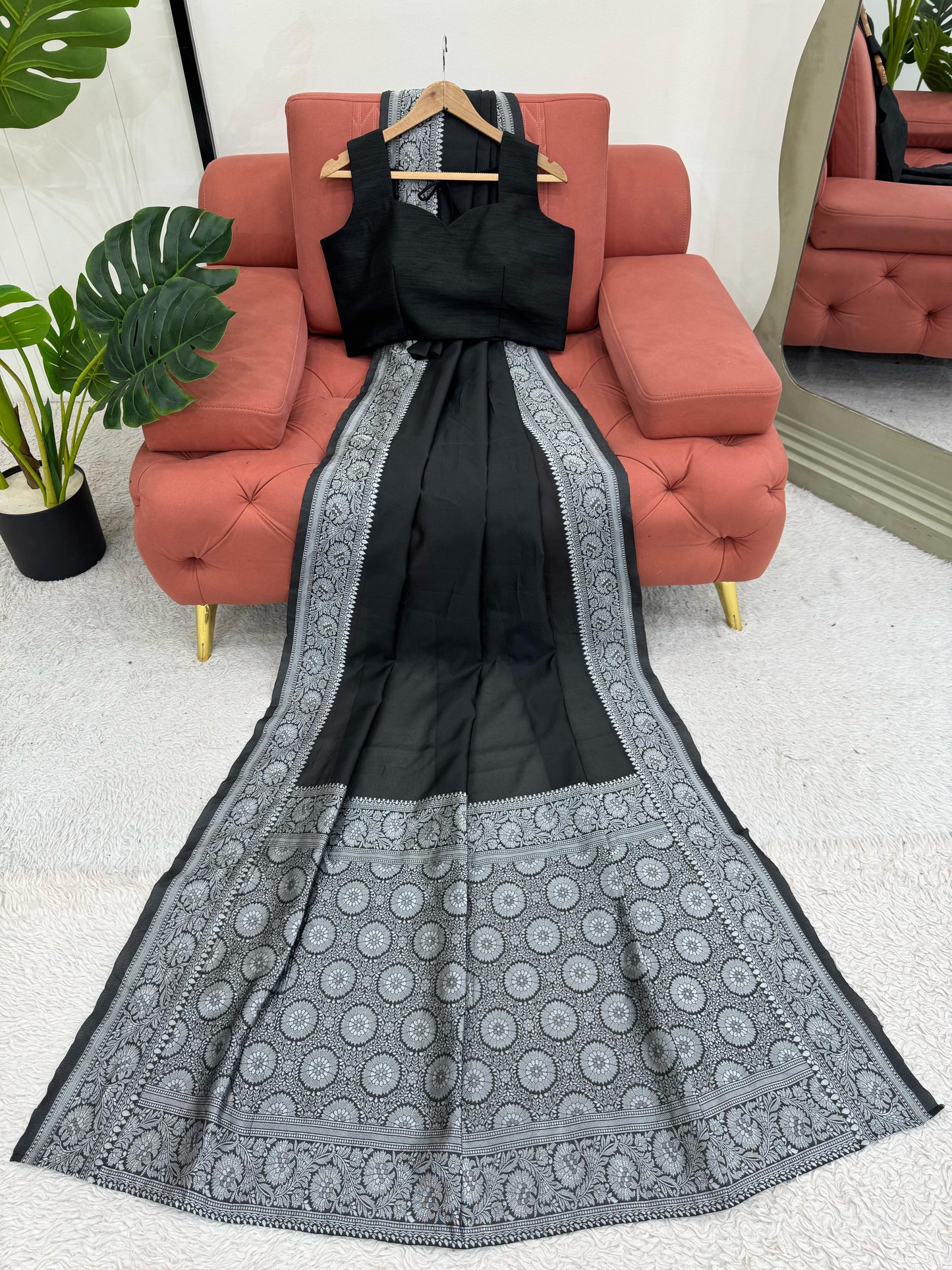 Silk Readymade Designer wedding saree with stitched blouse