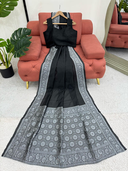 Silk Readymade Designer wedding saree with stitched blouse