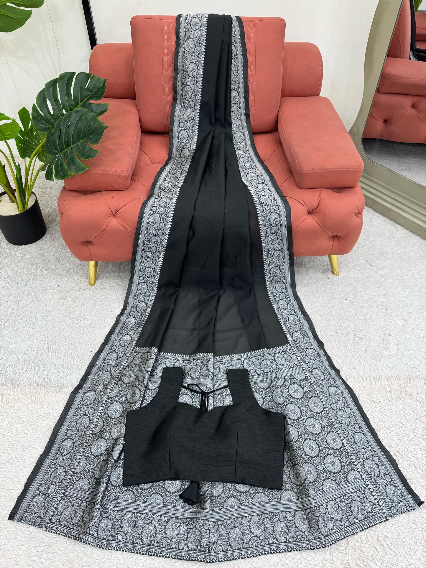 Silk Readymade Designer wedding saree with stitched blouse