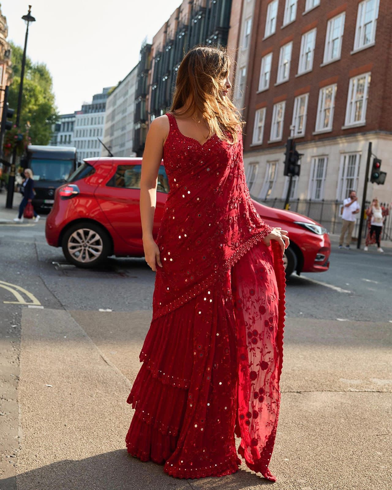 Bollywood Designer Ready To wear wedding saree with stitched blouse