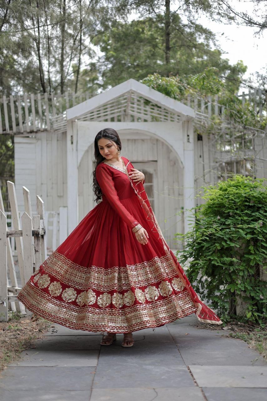 Trending premium anarkali Full Flaired wedding Indian gown dress