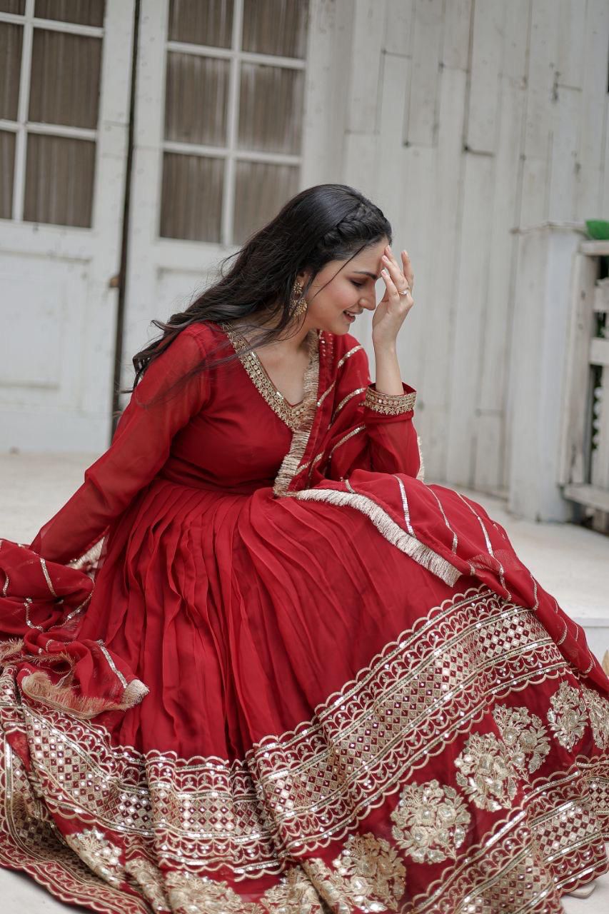 Trending premium anarkali Full Flaired wedding Indian gown dress