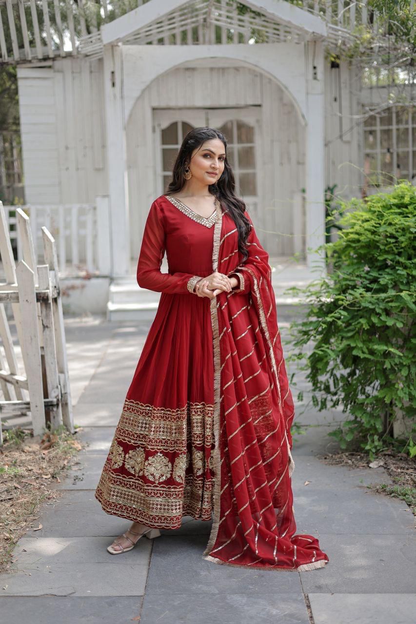Trending premium anarkali Full Flaired wedding Indian gown dress