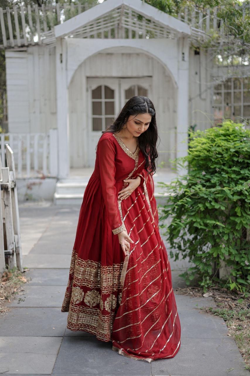 Trending premium anarkali Full Flaired wedding Indian gown dress