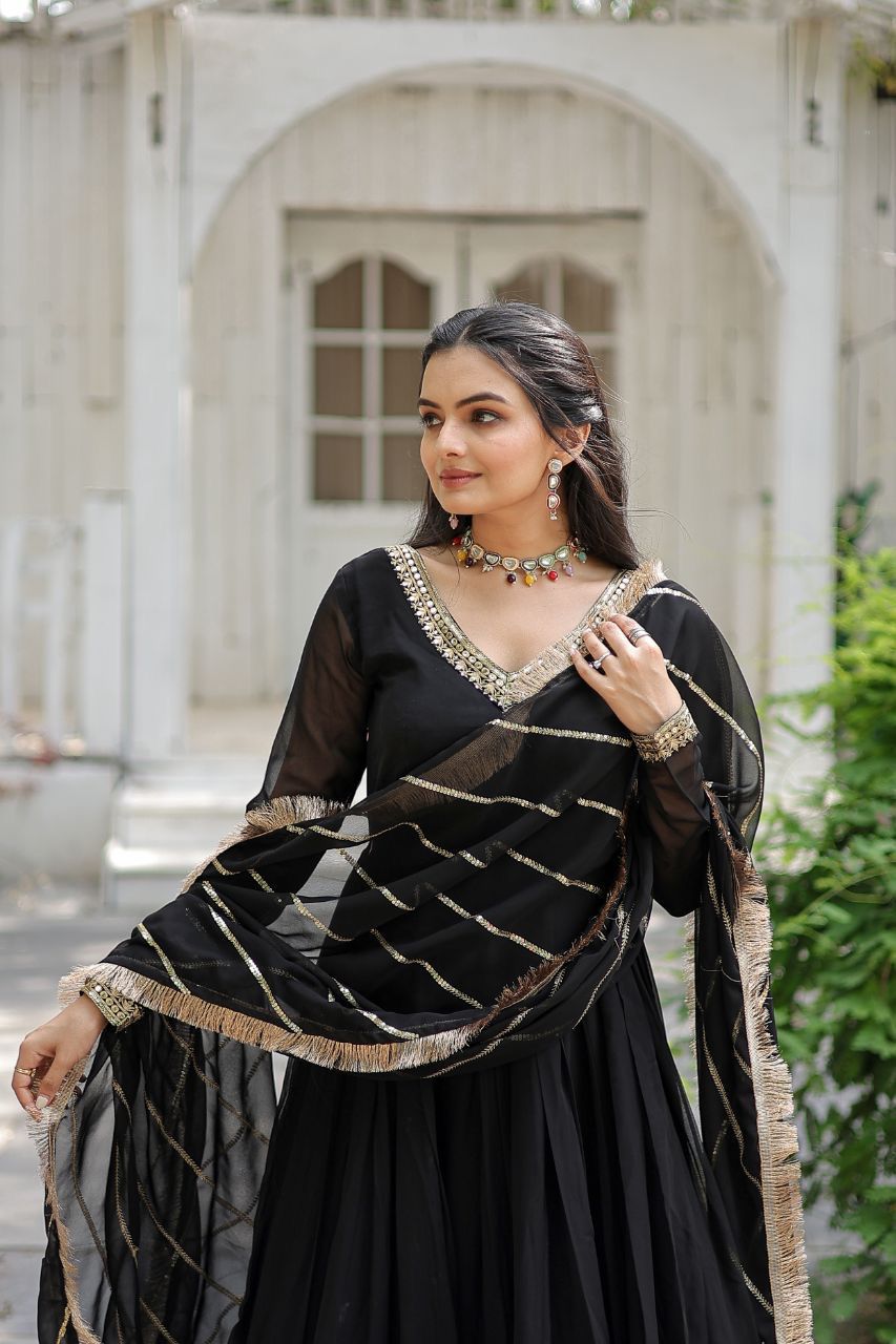 Trending premium anarkali Full Flaired wedding Indian gown dress