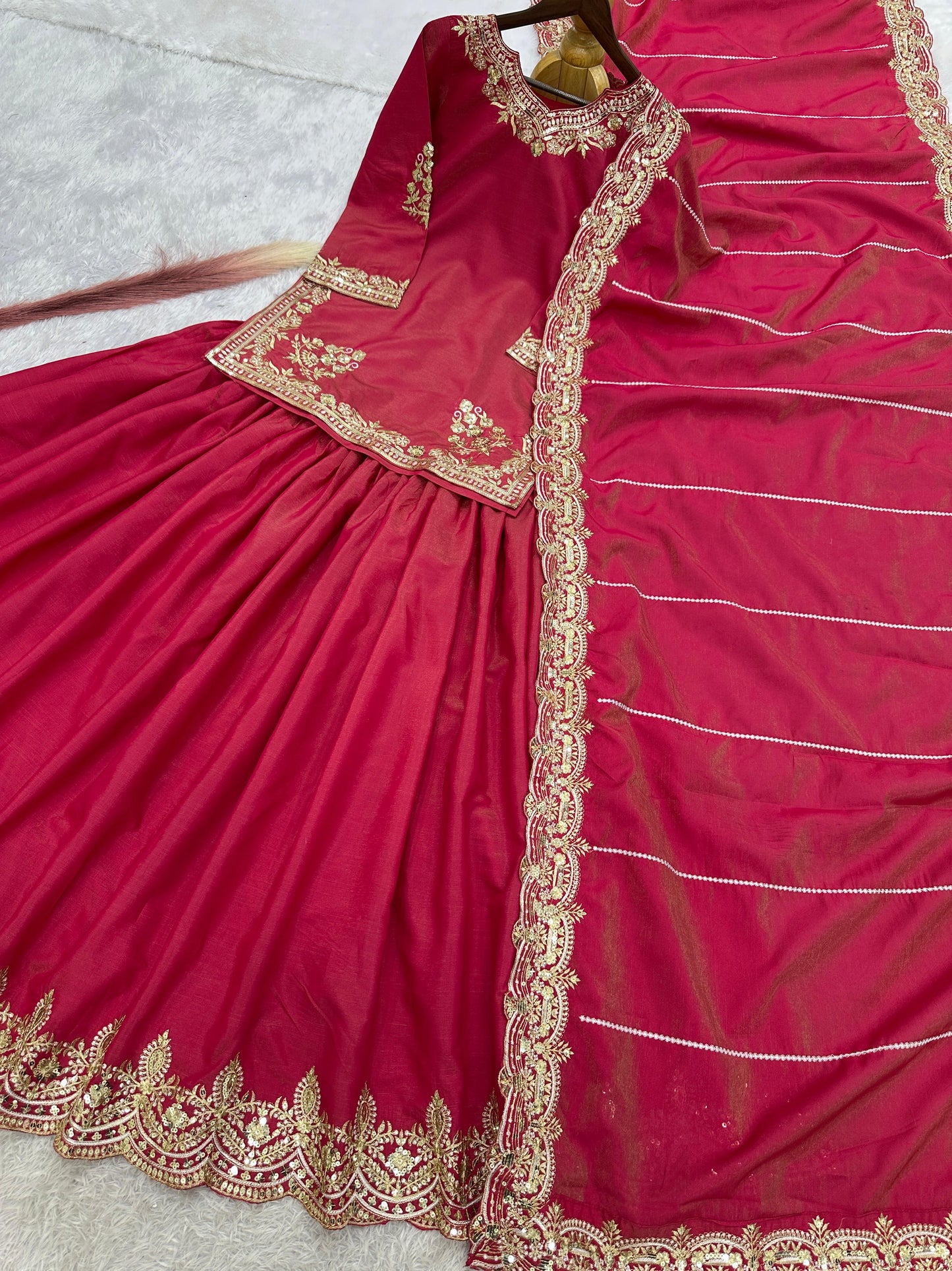 Indowestern top Lehenga With Dupatta stitched Indian wedding Festival Lehenga