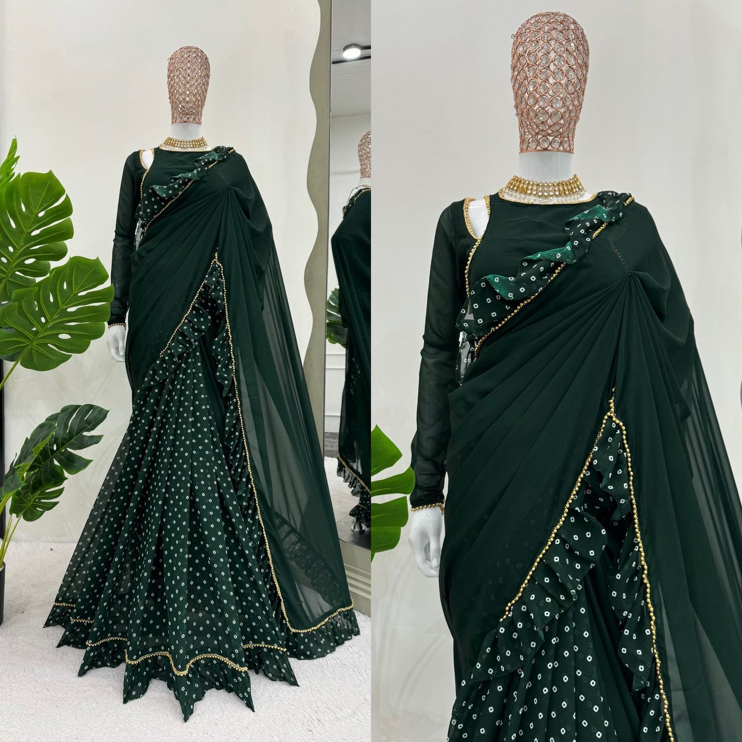 Ready To Wear Wedding Festival Designer saree with stitched blouse