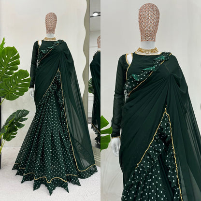 Ready To Wear Wedding Festival Designer saree with stitched blouse