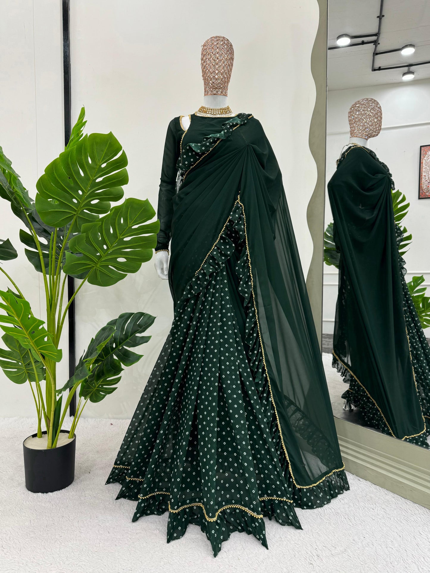Ready To Wear Wedding Festival Designer saree with stitched blouse