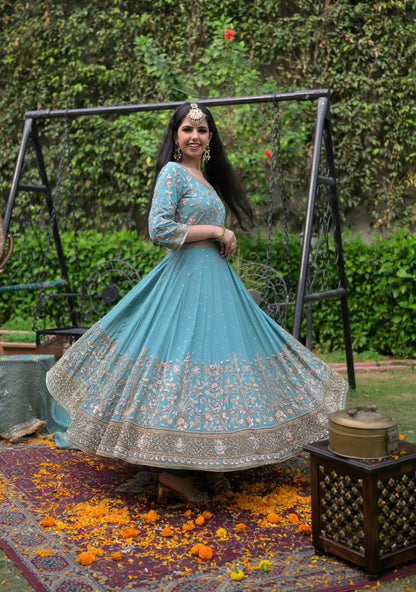 Georgette Readymade Anarkali Gown dress for wedding Indian dress