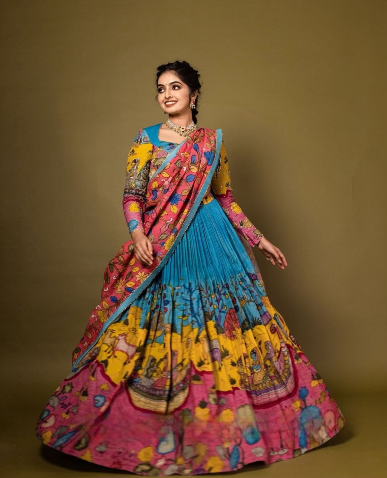 Kalamkari Festival wedding Readymade lehenga choli