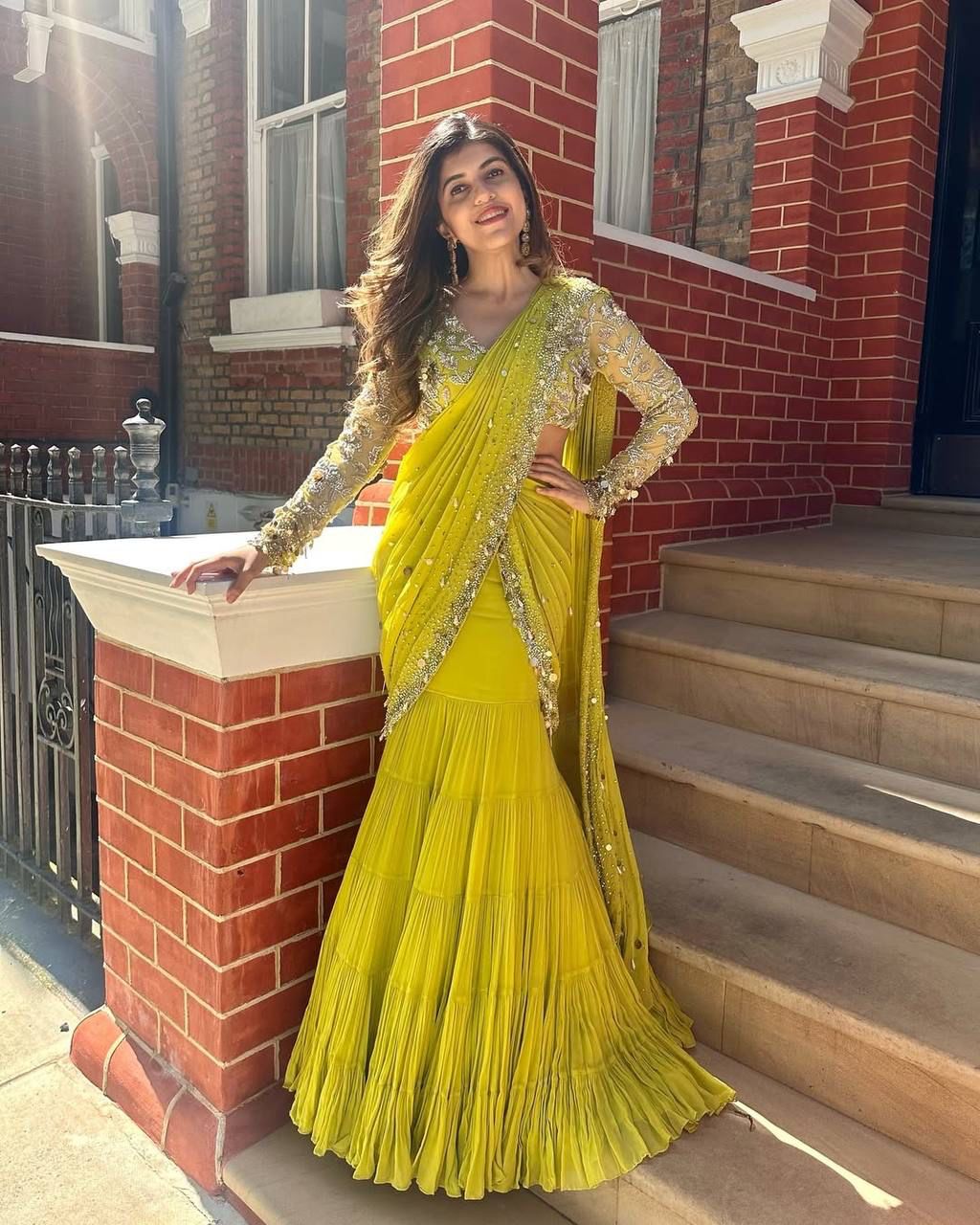 Indowestern Readymade Wedding Designer lehenga saree haldi