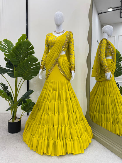 Indowestern Readymade Wedding Designer lehenga saree haldi