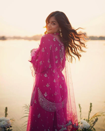 Pink Wedding wear Palazzo Suit Readymade Indian salwar kameez