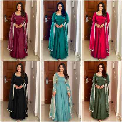 Silk anarkali Full Flair Festival wedding wear gown Indian dress