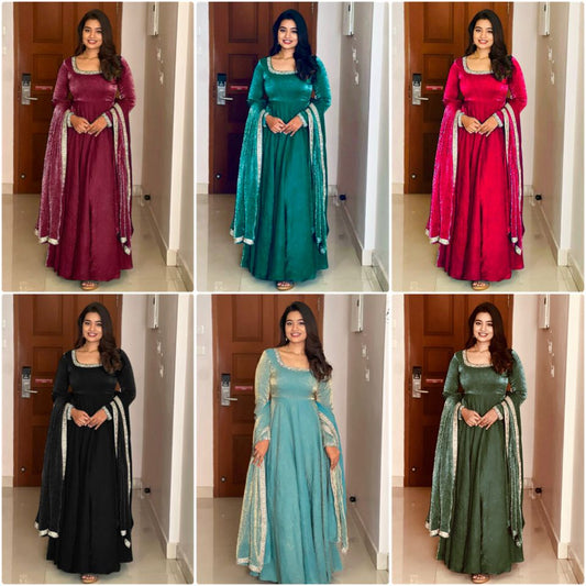 Silk anarkali Full Flair Festival wedding wear gown Indian dress