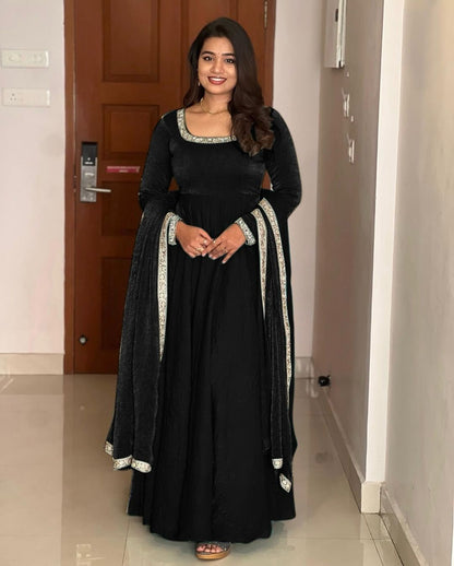 Silk anarkali Full Flair Festival wedding wear gown Indian dress