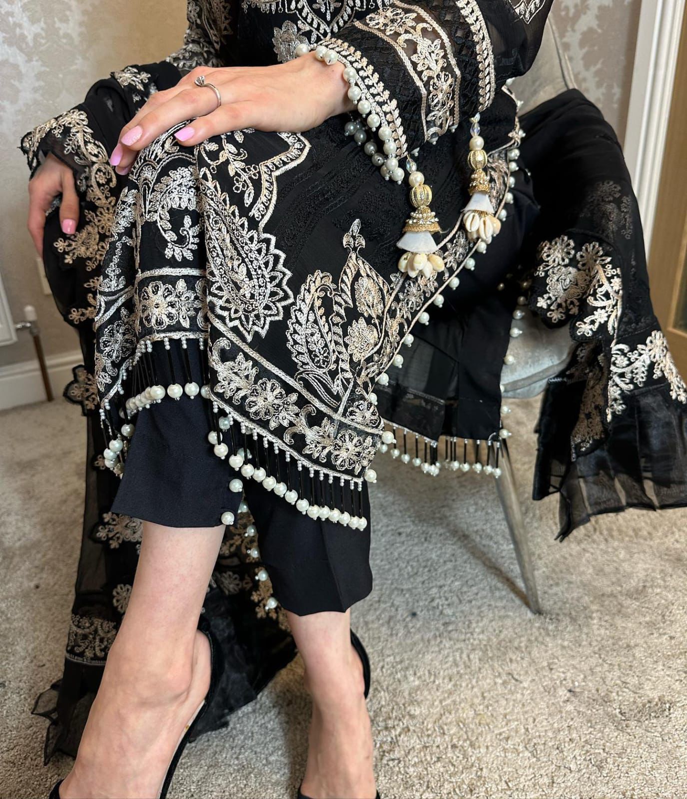Black Ready To Wear Pakistani Salwar Kameez for EID