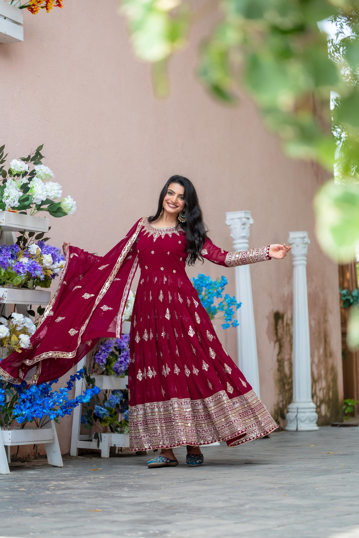 Anarkali Full Flair Readymade Salwar Kameez Indian wedding dress
