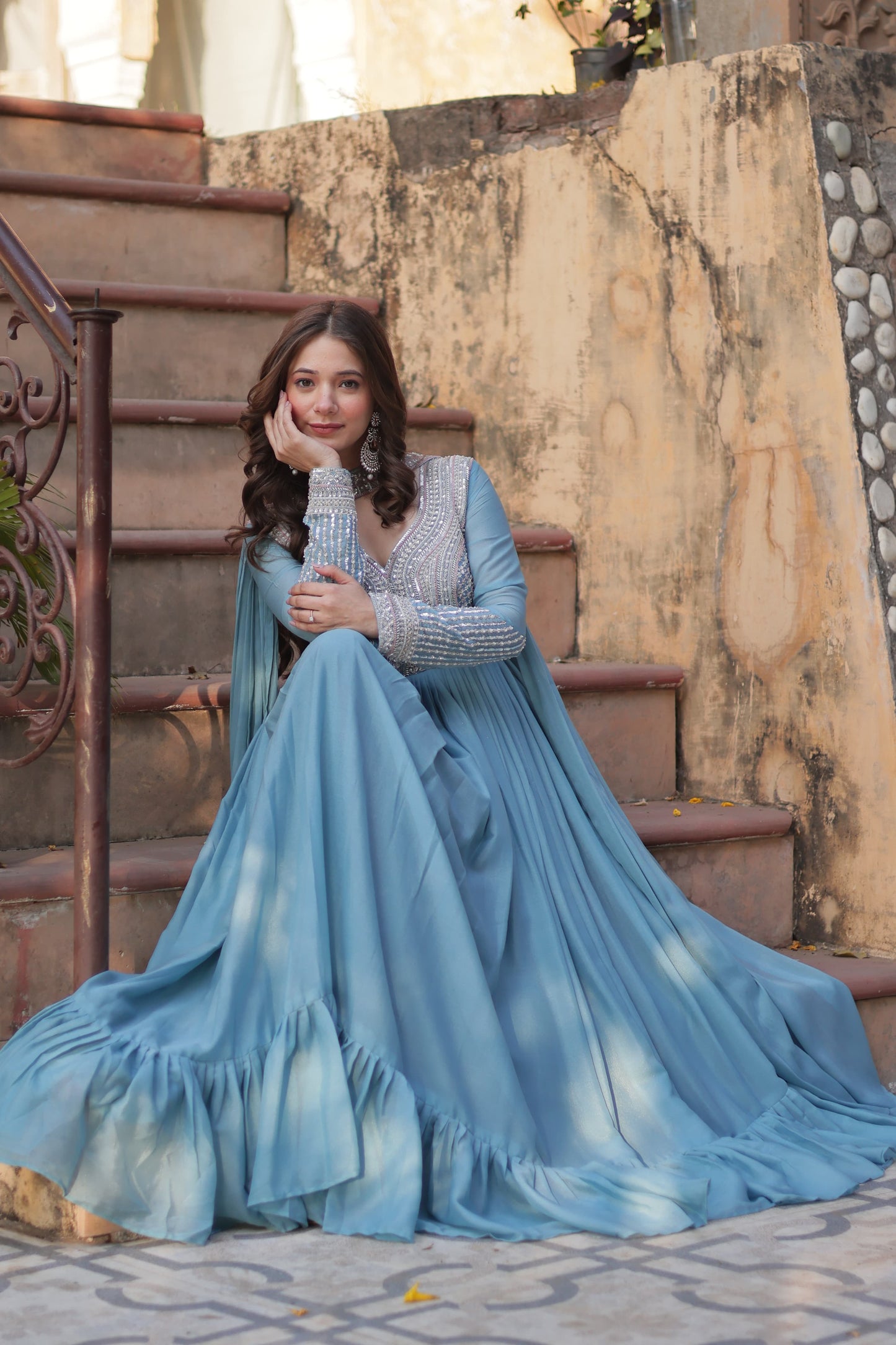 Long Full Flaired anarkali gown for wedding Festival Indian dress