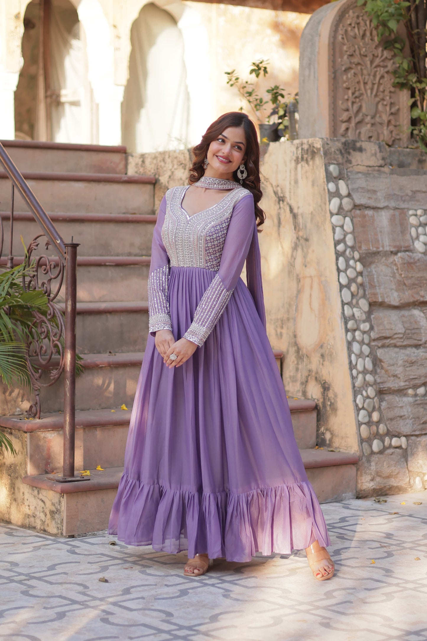 Long Full Flaired anarkali gown for wedding Festival Indian dress