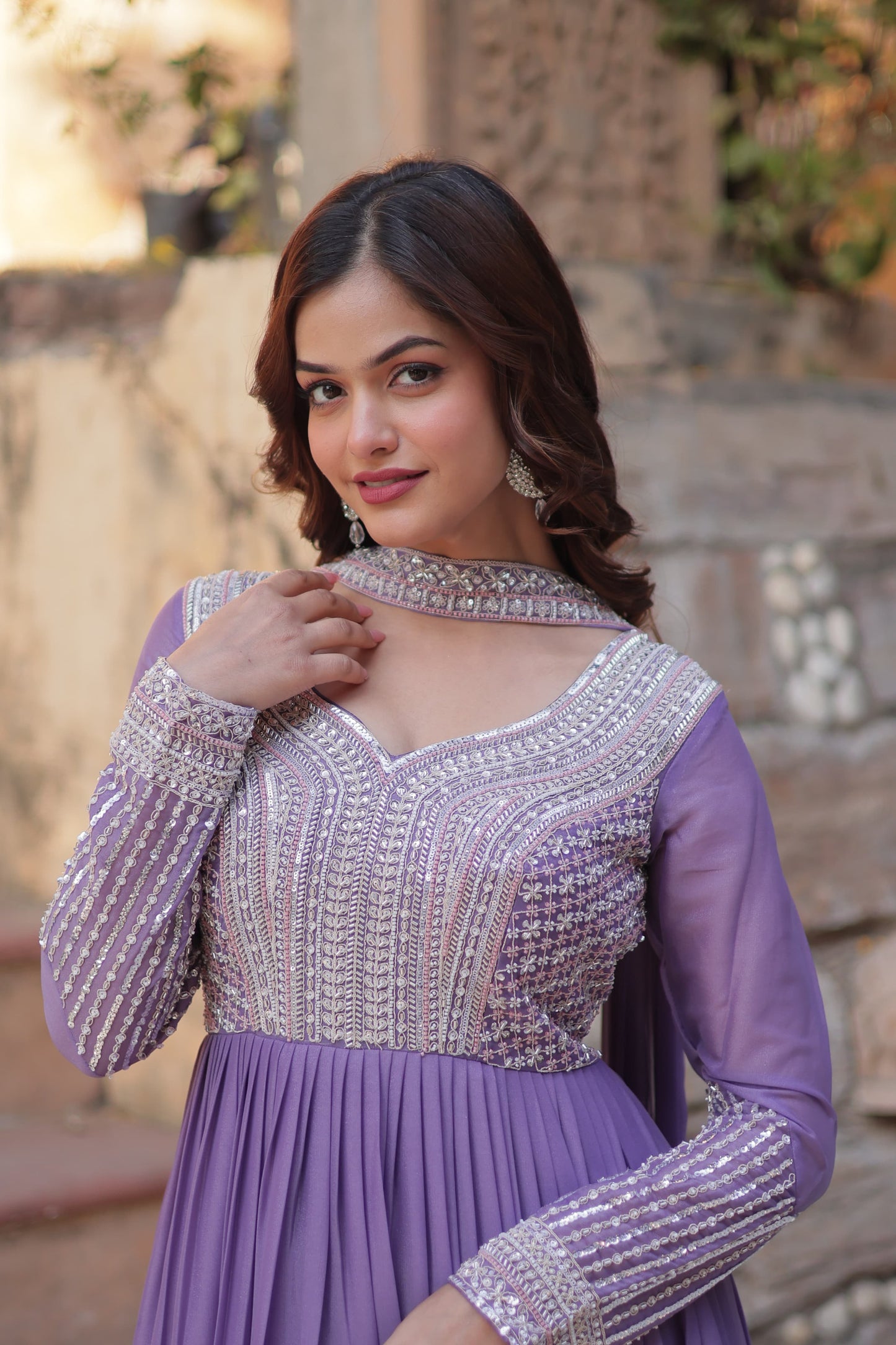 Long Full Flaired anarkali gown for wedding Festival Indian dress