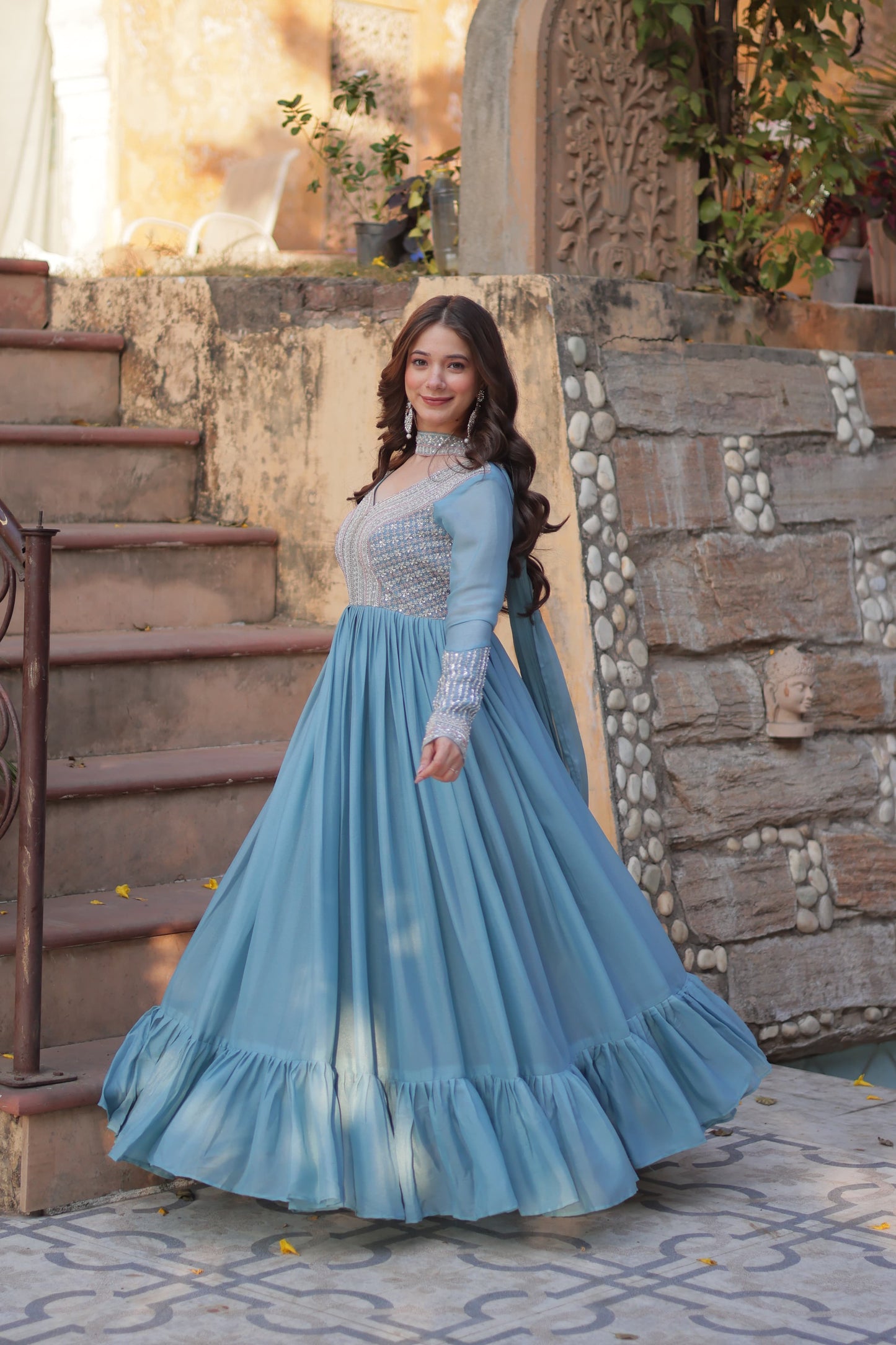Long Full Flaired anarkali gown for wedding Festival Indian dress