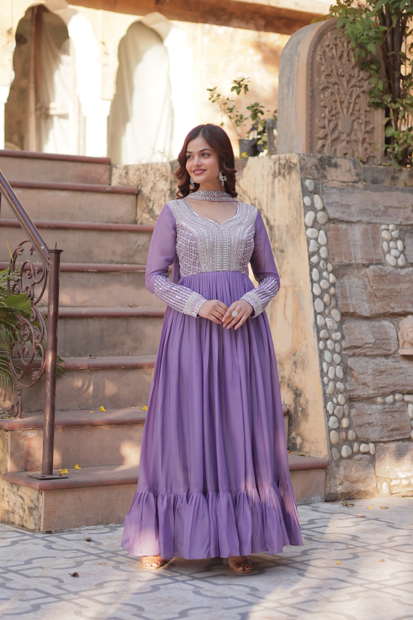 Long Full Flaired anarkali gown for wedding Festival Indian dress