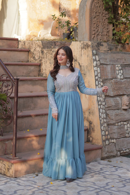 Long Full Flaired anarkali gown for wedding Festival Indian dress