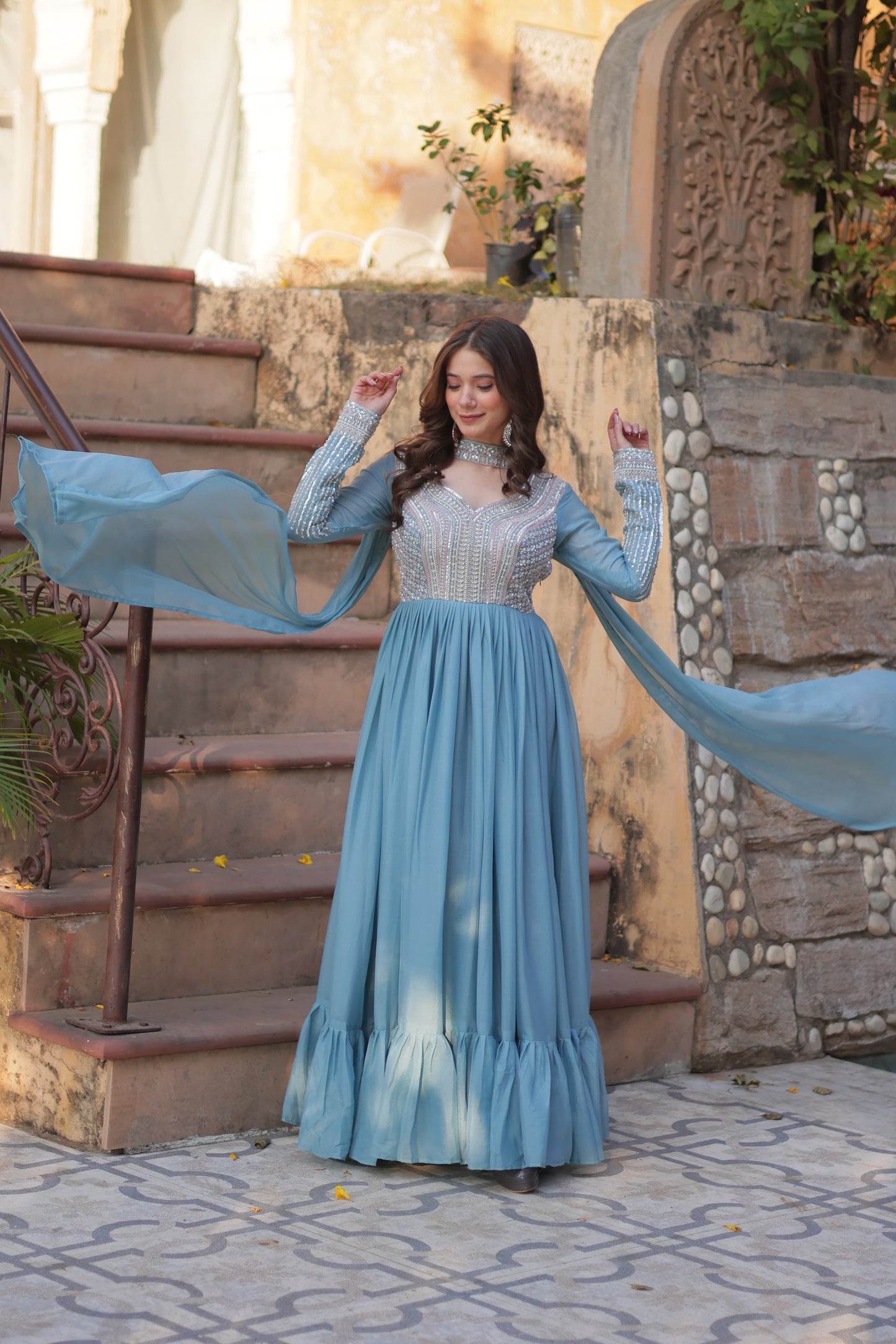 Long Full Flaired anarkali gown for wedding Festival Indian dress
