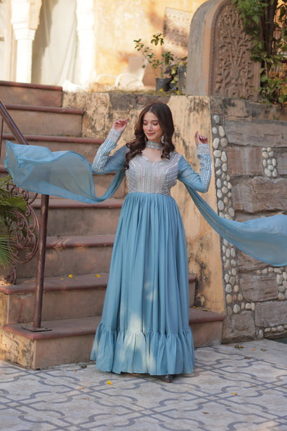 Long Full Flaired anarkali gown for wedding Festival Indian dress