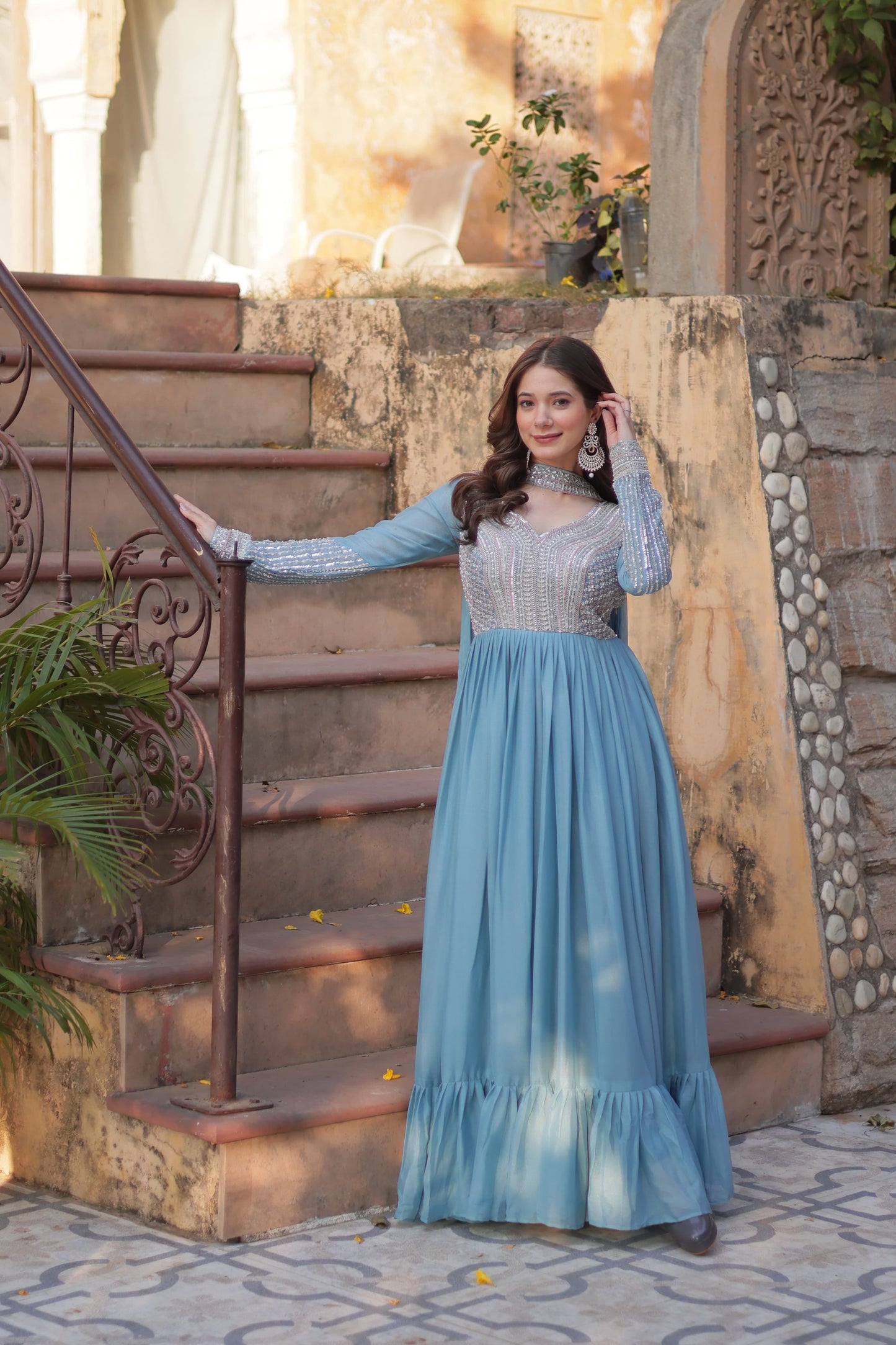 Long Full Flaired anarkali gown for wedding Festival Indian dress