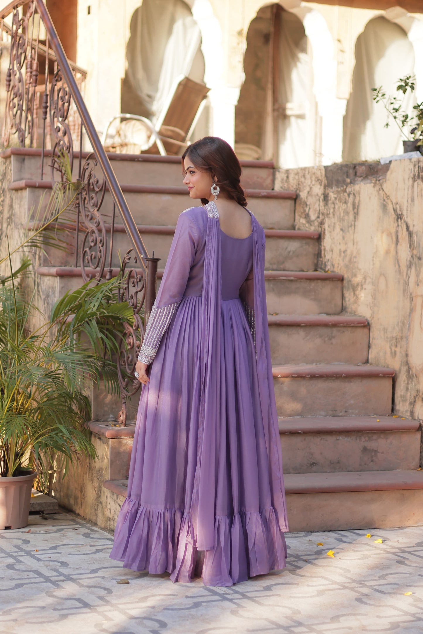 Long Full Flaired anarkali gown for wedding Festival Indian dress