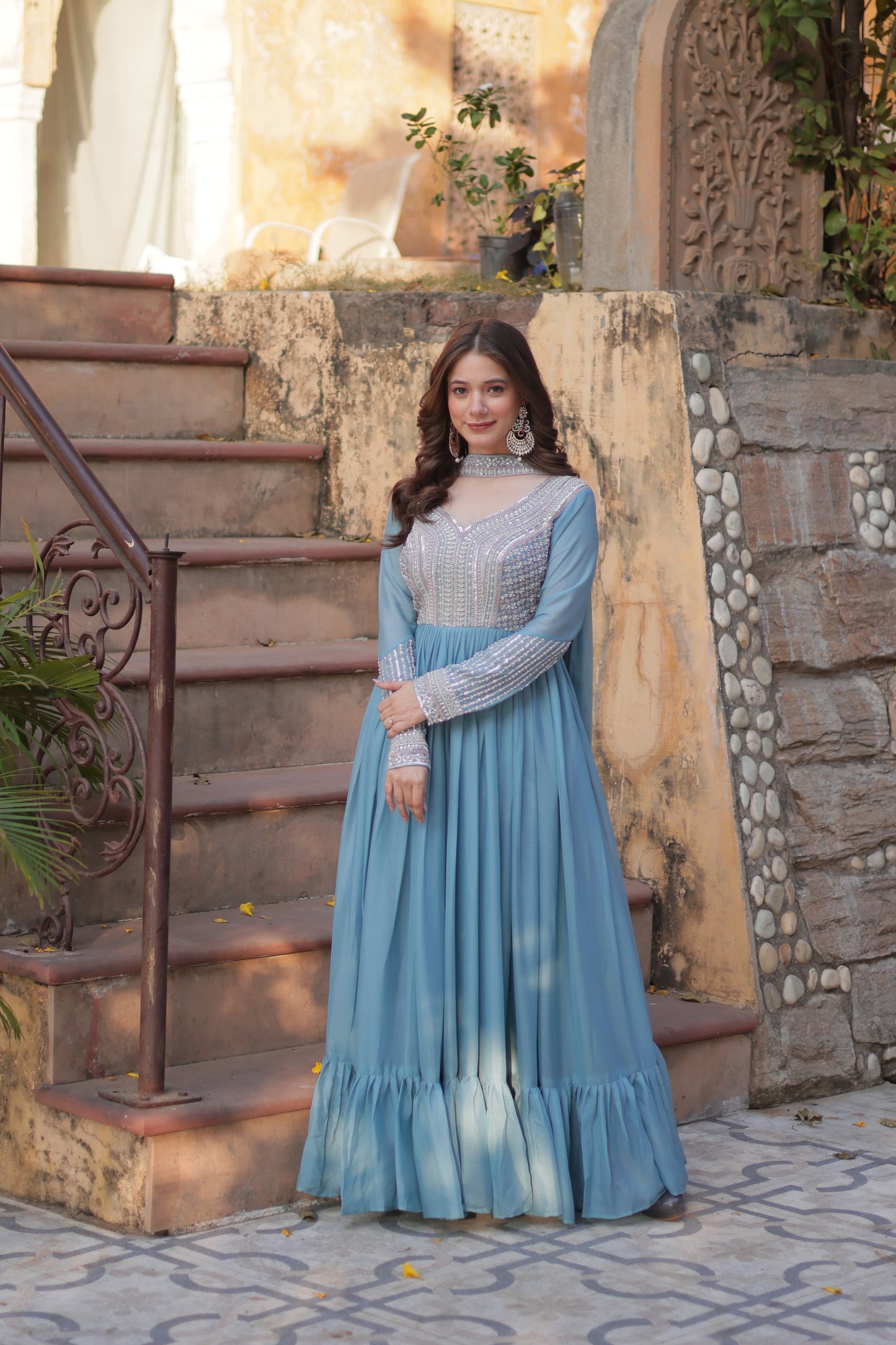 Long Full Flaired anarkali gown for wedding Festival Indian dress