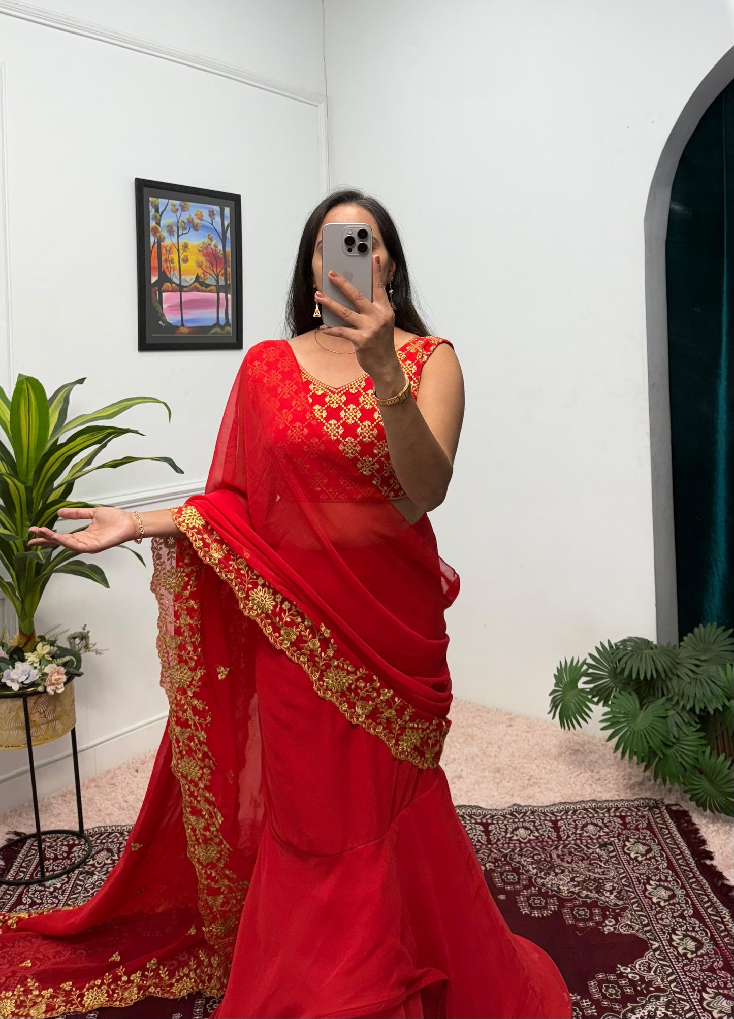 Indowestern Readymade Wedding wear lehenga saree