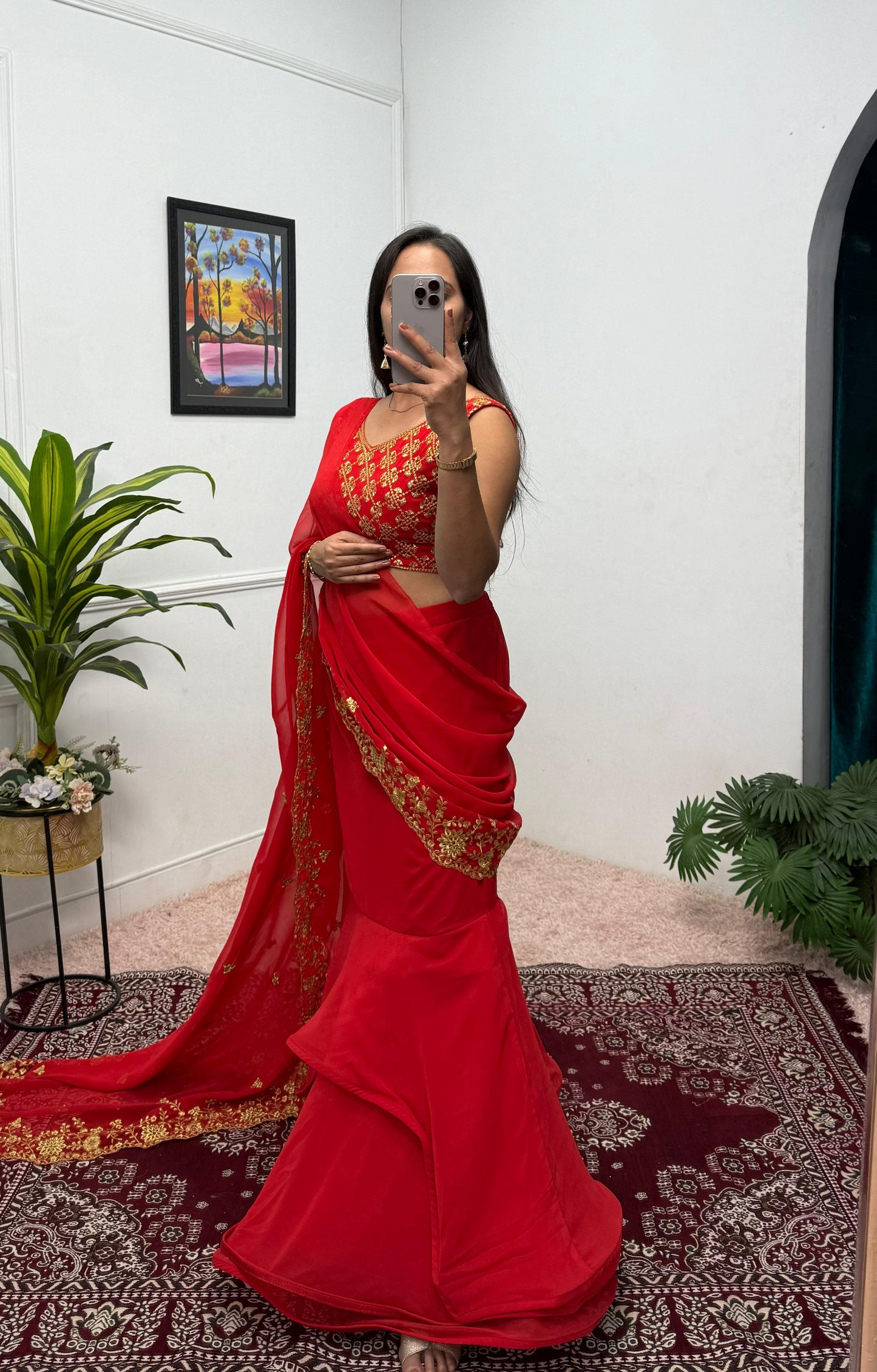 Indowestern Readymade Wedding wear lehenga saree