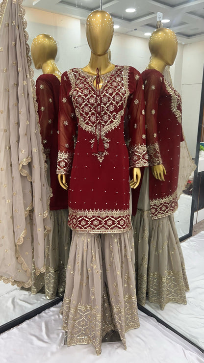 Readymade Wedding Festival partywear Sharara Suit Set Indian Pakistani salwar kameez
