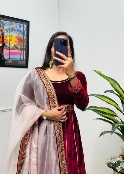 Premium velvet Readymade Indian wedding Festival Salwar kameez dress