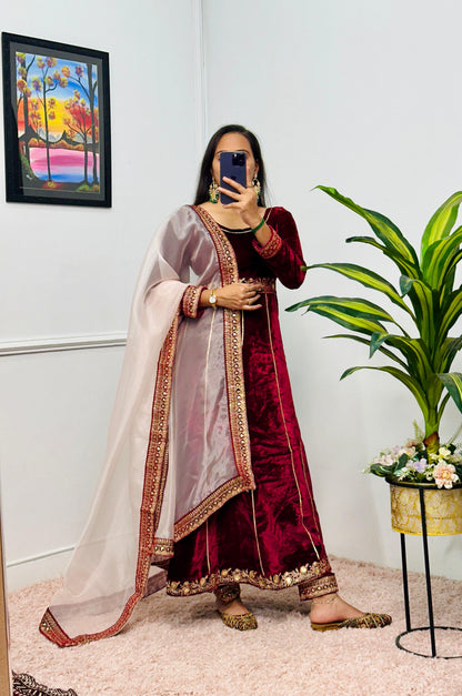 Premium velvet Readymade Indian wedding Festival Salwar kameez dress