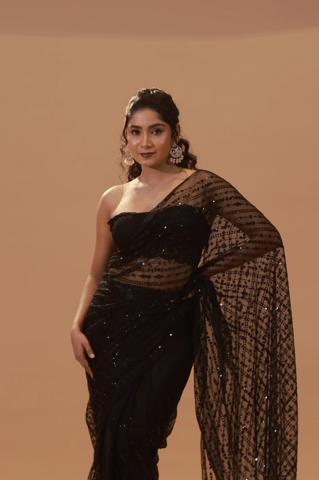 Premium Wedding Festival partywear Readymade black saree with stitched blouse