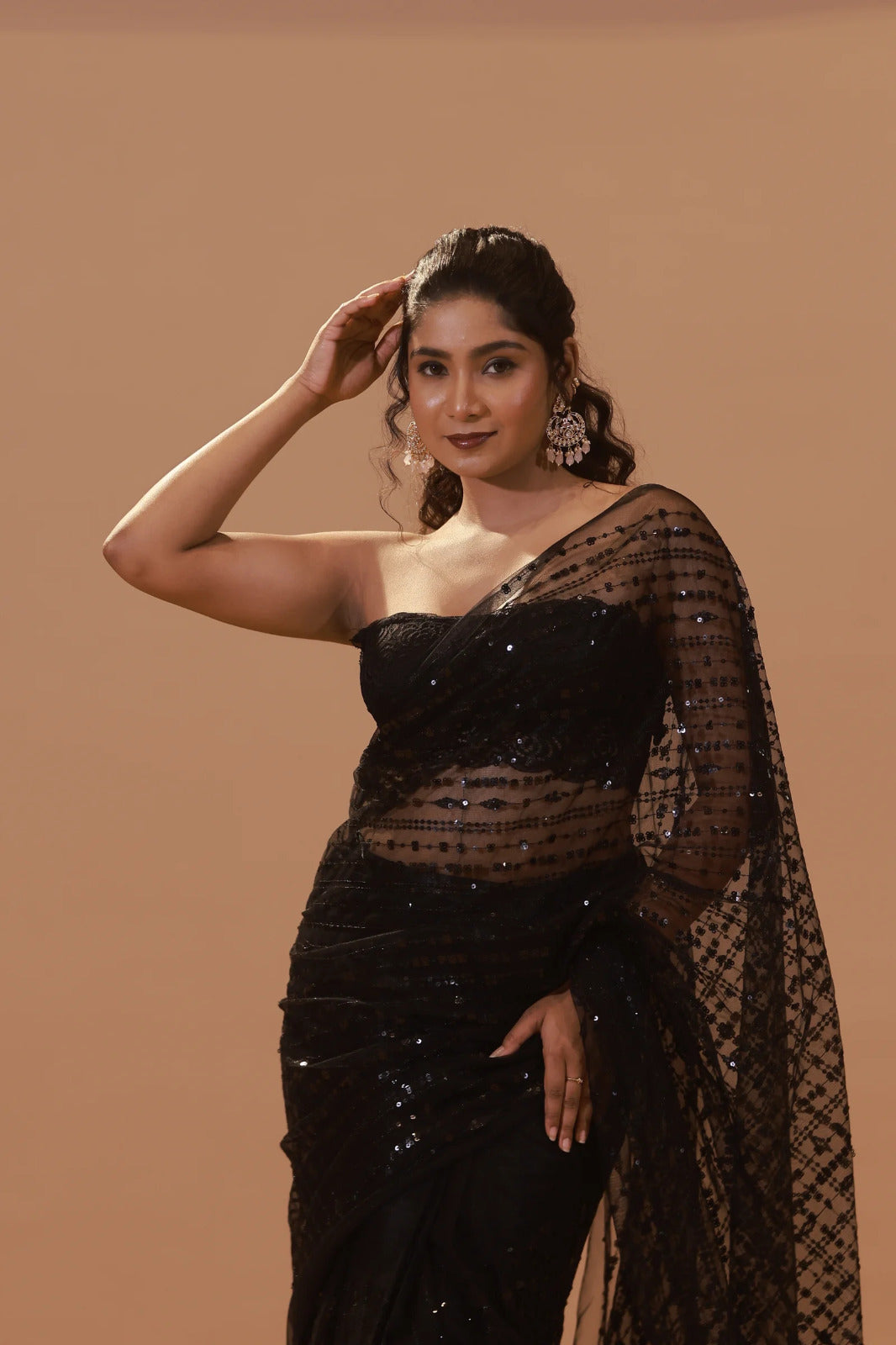 Premium Wedding Festival partywear Readymade black saree with stitched blouse